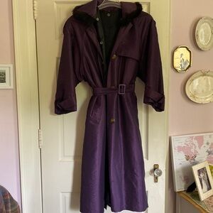 Carole Little Saint Tropez Silk Coat w/Removable Helen Frushtick Fur Lining